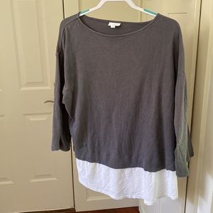 J. Jill purejill Grey/White Cotton Blend Top. Size M.